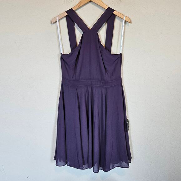 Lulus V-Neck Forevermore Skater Dress Dusty Purple Womens Large Hoco Semi-formal - Picture 1 of 9